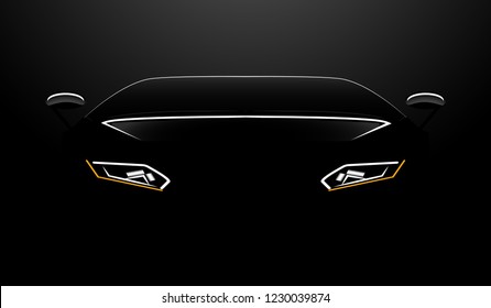 
silhouette of the front of the car on a black background