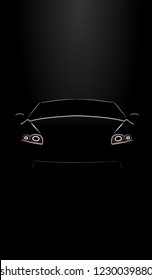 
silhouette of the front of the car on a black background
