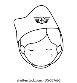 silhouette front face woman flight attendant