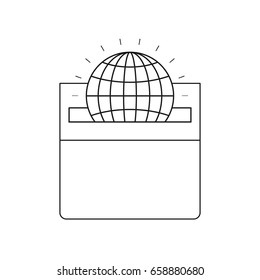 silhouette front view flat globe earth world chart depositing in a carton box vector illustration
