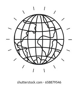 silhouette front view globe earth world vector illustration