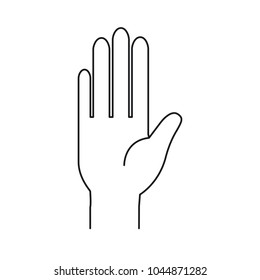 silhouette front view palm of hand in greeting symbol