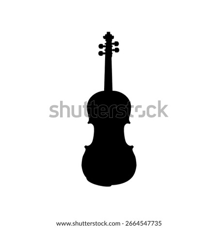 Silhouette of the Front View Violin, can use for Musical Instrumental Illustration, Logo Gram, Apps, Pictogram, Website, Poster, Icon, symbol or Graphic Design Element. Vector