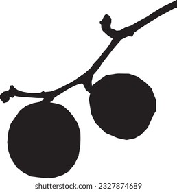 a silhouette of fruit and branch.