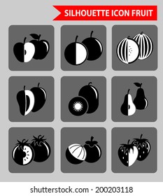silhouette of fruit icon set