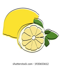 Silhouette de una fruta. Limón. Ilustración vectorial.