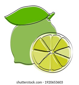 Silhouette de una fruta. Lime. Ilustración vectorial.