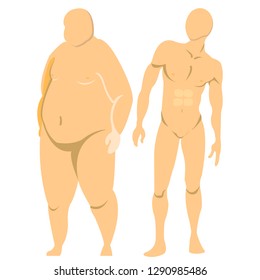 Silhouette of a full and athletic man. Excess weight.