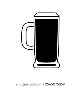 Silhouette full beer mug with a handle. Vector illustration