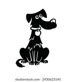 Silhouette of a funny dog, comic animal. Vector illustration