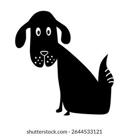 Silhouette of a funny dog, comic animal. Vector illustration, Happy Dog Silhouette Standing on Hind Legs.a cute dog silhouette vector sticker	