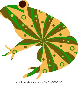 Silhouette of funny frog with colorful circular background.  