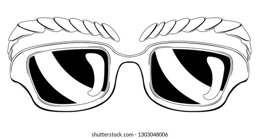 Silhouette of a funny glasses with eyebrows. April fool. Vector illustration design