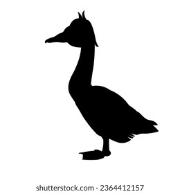 Silhouette of a funny goose. Ugly duckling. Vector illustration isolated on white background