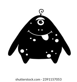 Silhouette of a funny monster character. Vector graphics.