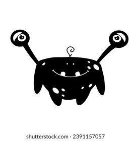 Silhouette of a funny monster character. Vector graphics.