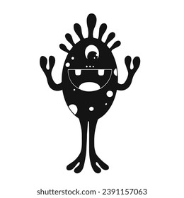 Silhouette of a funny monster character. Vector graphics.