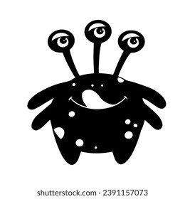Silhouette einer lustigen Monsterfigur. Vektorgrafiken.