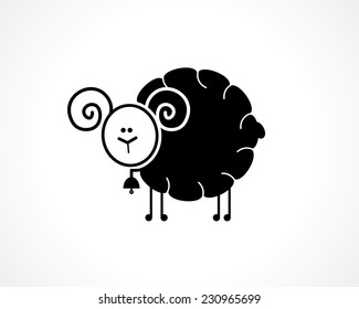 silhouette of funny sheep icon