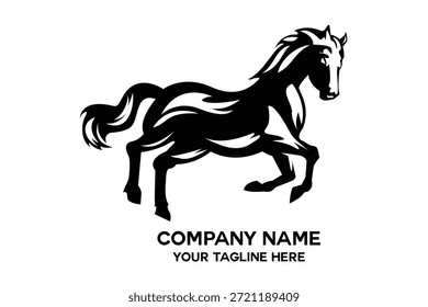 silhouette of a gallant black horse logo vector