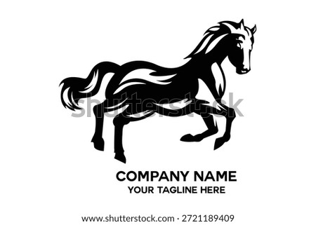 silhouette of a gallant black horse logo vector