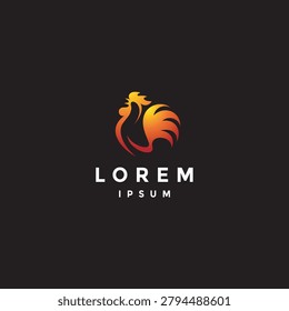 Silhouette Gallant Rooster Crowing Logo Design. Sleek Energetic Rooster Crowing Logo Design.