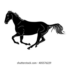 Silhouette of a galloping horse