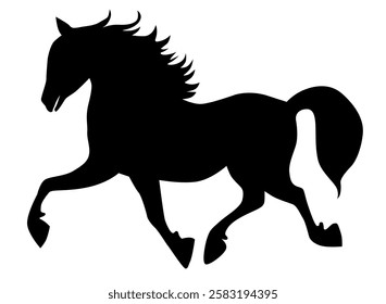 Silhouette of Galloping Horse Against White Background