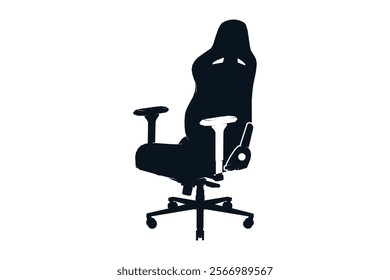 Silhouette of gaming chair, modern ergonomic, vector icon illustration