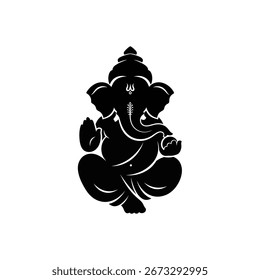 Silhueta de Ganesha, divindade hindu, em uma pose sentada.