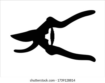 Silhouette aus Gartenscheren. Secateurs - Vektor schwarze Silhouette für Logo oder Piktogramm. Secateurs signieren oder Symbol.