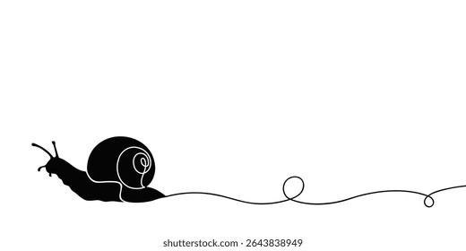 Silhouette of garden snail, cochlea, helix isolated on white background.