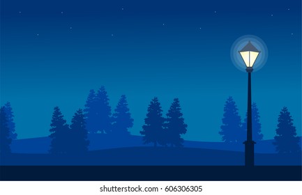 Silhouette of garden with tree landscape