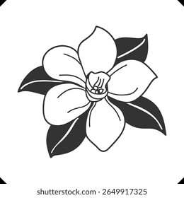 Silhueta de uma flor de gardênia com pétalas macias espiraladas