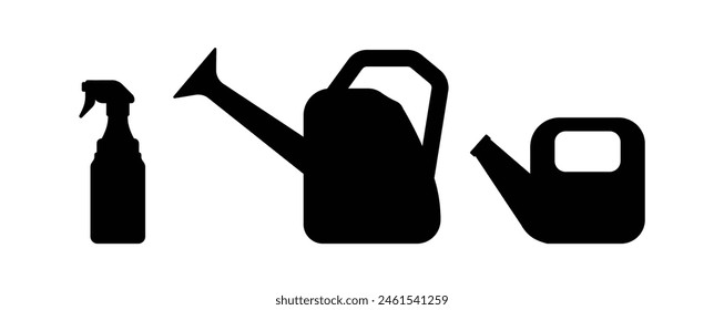 silhouette gardening tools watering can