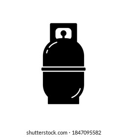 Silhouette Gas cylinder. Outline icon of canister or bottle with butane. Black simple illustration. Flat isolated vector pictogram on white background