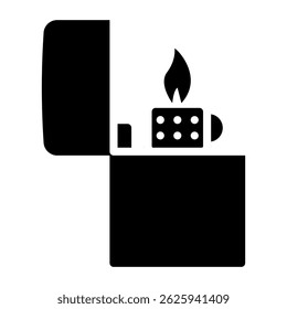 Silhouette of a gas lighter. Gas lighter icon isolated on white background. Gas lighter icon for a business