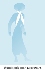 Silhouette of a gaucho or cowboy from South America, wearing a hat, scarf around his neck and riding boots