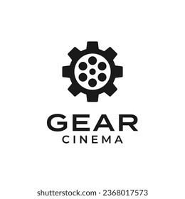 Silhouette gear and cinema logo design template