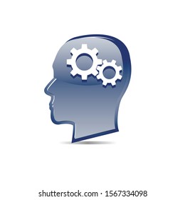 silhouette gear head isolated over white background. vector