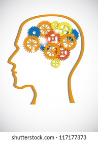 silhouette gear head over white background. vector eps 10.