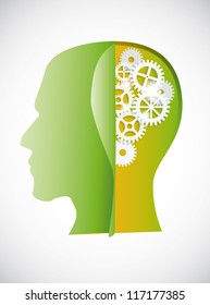 silhouette gear head over white background. vector eps 10.