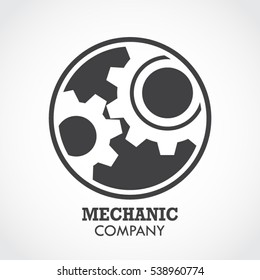 silhouette gears negative shape logo