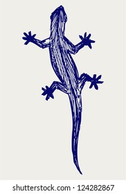 Silhouette of a gecko. Doodle style