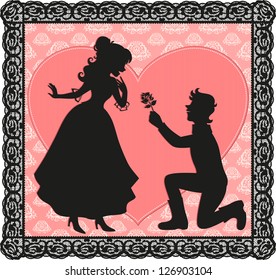 silhouette of a gentleman giving a flower to a lady (JPEG available in my gallery)