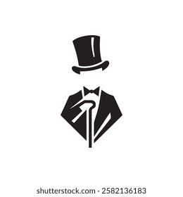 Silhouette gentleman logo design on white background