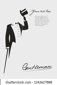 Silhouette of a gentleman in a tuxedo.