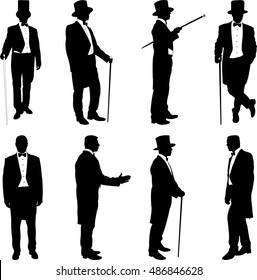 silhouette of a gentleman in a tuxedo - vector