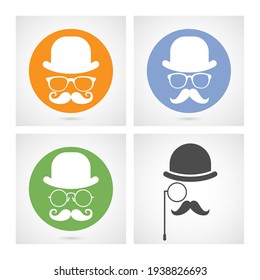 Silhouette of gentleman's face with moustaches, bowler and glasses - capitalist or hipster