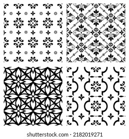 Silhouette of a geometric black and white pattern seamless tile  pastel  cut file  vector  set